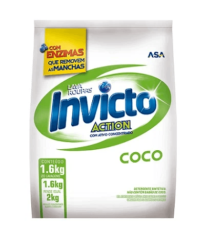 Lava Roupas Em Pó Coco 1,6Kg Sachê Invicto