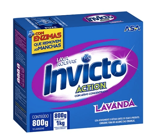 Lava Roupas Em Pó Lavanda 800G Caixa Invicto