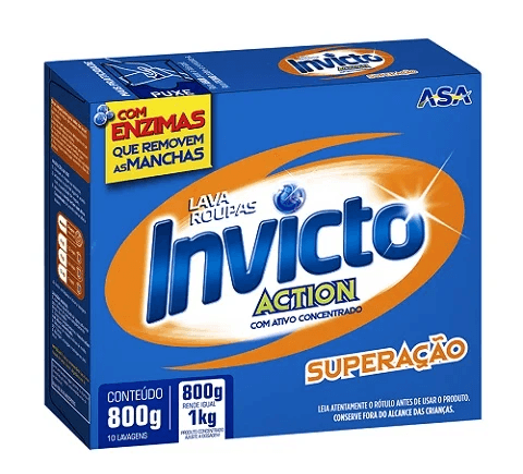 Lava Roupas Em Pó Superação 800G Caixa Invicto