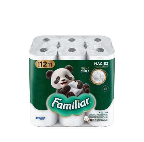Papel Higienico Folha Dupla 30M 12 Rolos Familiar