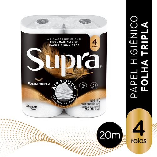 Papel Higienico Folha Tripla 20M 4 Rolos Supra