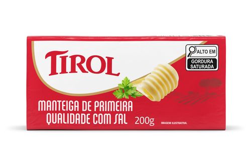 Manteiga De Primeira Qualidade Com Sal Tablete 200G Tirol