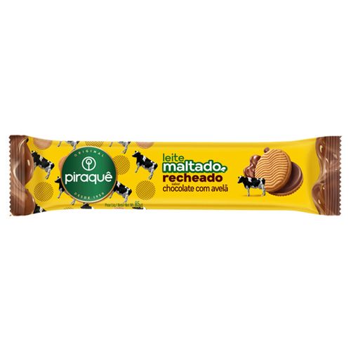 Biscoito Leite Maltado Recheado Avelã  85g Piraque